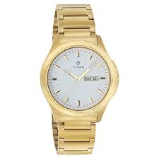 STYLISH TITAN ANALOG WATCH WITH DAY & DATE - GOLDEN
